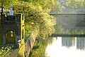 Morning sun upon Ljubljanica river in Ljubljana