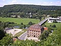 Unstrutbrücke und Schlossmühle, im Hintergrund der Bahnhof