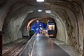 Tunnel under Schlossberg in Graz. View towards elevator.