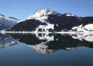 Wägitalersee in the swiss canton of Schwyz . 1st edit