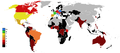 World map with countries visited sorted by number of times visited.