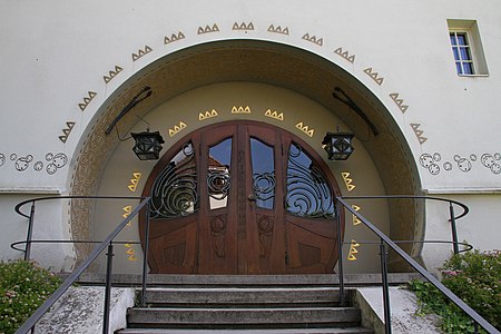 Entrance door of house Großes Glückerthaus, Jugendstil (Art Nouveau) in Darmstadt.