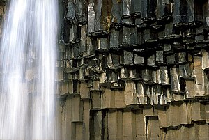 Detailed view on basalt columns at Svartifoss, Skaftafell national park, Iceland