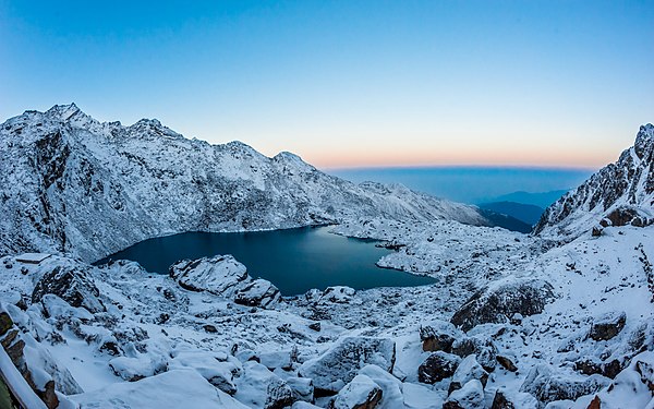 Bhairab kunda is the second lake in the region of Goasikunda. The Kunda is located in Sindhupalchok district of Nepal at an altitude of 4,240 m (13,910 ft). © Ummidnp