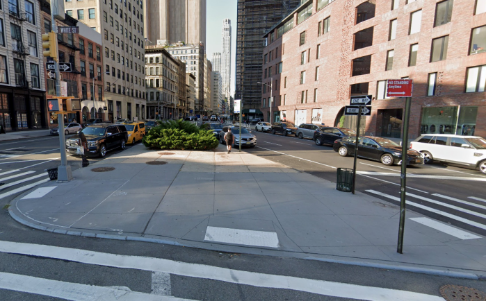 The green plaza in Tribeca.