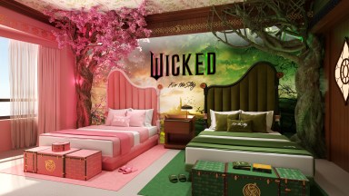 Stay Like Wicked Suite - Hilton and Universal Pictures - Bedroom Rendering