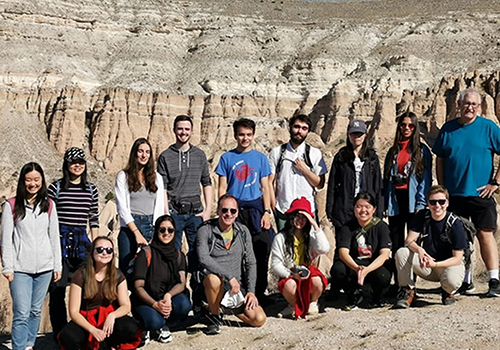 Students next to a cliff in Turkey