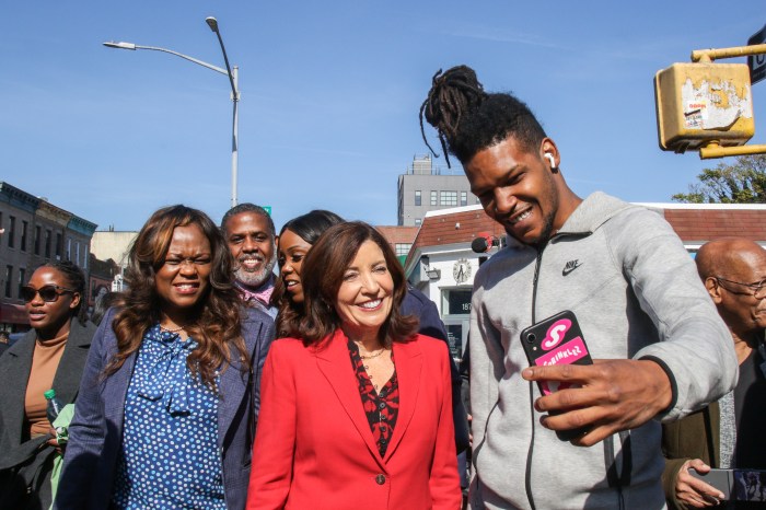 Governor Hochul meets with Brooklynites during a recent visit to Little Haiti.