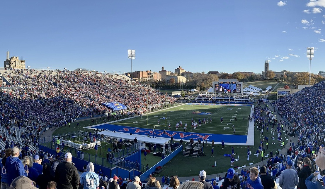 Memorial Stadium, home of the Kansas Jayhawks