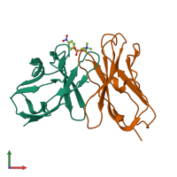 PDB entry 1dl7 coloured by chain, front view.