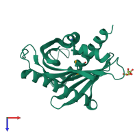 PDB entry 1em2 coloured by chain, top view.