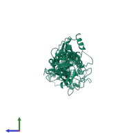 PDB entry 1nyl coloured by chain, side view.