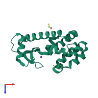 PDB entry 1p36 coloured by chain, top view.