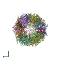 PDB entry 1ryp coloured by chain, side view.