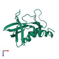 PDB entry 1sno coloured by chain, top view.