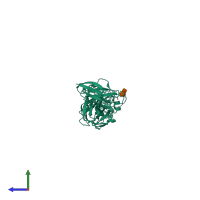 PDB entry 2hg0 coloured by chain, side view.