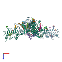 PDB entry 2hr7 coloured by chain, top view.