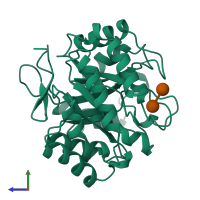 PDB entry 2man coloured by chain, side view.