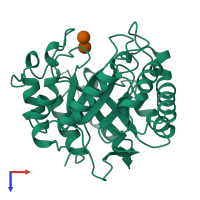 PDB entry 2man coloured by chain, top view.