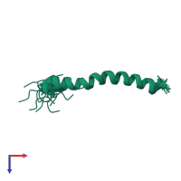 PDB entry 2nct coloured by chain, ensemble of 20 models, top view.