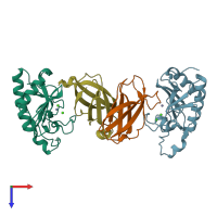 PDB entry 3d1m coloured by chain, top view.