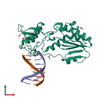 PDB entry 3fsi coloured by chain, front view.