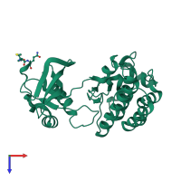 PDB entry 3q6u coloured by chain, top view.