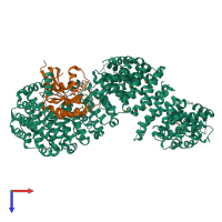 PDB entry 3w3z coloured by chain, top view.