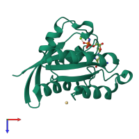 PDB entry 3x1x coloured by chain, top view.