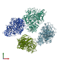 PDB entry 4amx coloured by chain, front view.