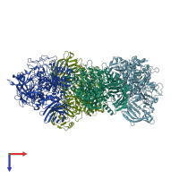 PDB entry 4amx coloured by chain, top view.