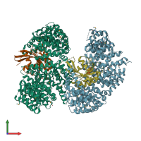 PDB entry 4c0q coloured by chain, front view.