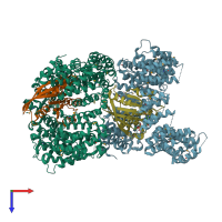 PDB entry 4c0q coloured by chain, top view.