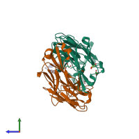 PDB entry 4dgy coloured by chain, side view.