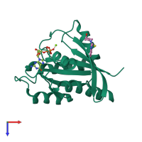 PDB entry 4epw coloured by chain, top view.