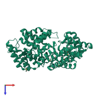 PDB entry 4hoq coloured by chain, top view.