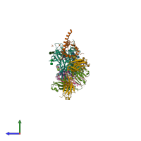 PDB entry 4tvp coloured by chain, side view.