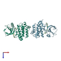 PDB entry 4xuf coloured by chain, top view.