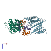 PDB entry 5bt1 coloured by chain, top view.