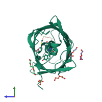 PDB entry 5lk4 coloured by chain, side view.