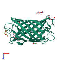 PDB entry 5lk4 coloured by chain, top view.