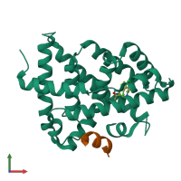 PDB entry 5q11 coloured by chain, front view.