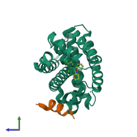 PDB entry 5q11 coloured by chain, side view.