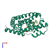 PDB entry 5q11 coloured by chain, top view.