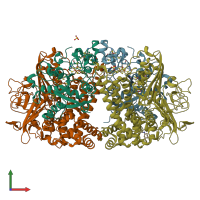 PDB entry 6gal coloured by chain, front view.