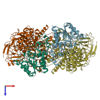 PDB entry 6gal coloured by chain, top view.