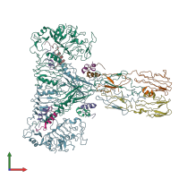 PDB entry 6sof coloured by chain, front view.