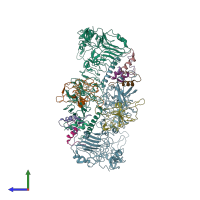 PDB entry 6sof coloured by chain, side view.