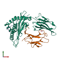 PDB entry 6v2p coloured by chain, front view.