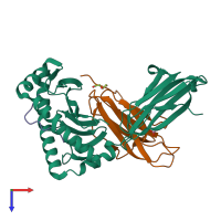 PDB entry 6v2p coloured by chain, top view.